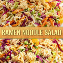 A collage of Ramen Noodle Salad on a plate.